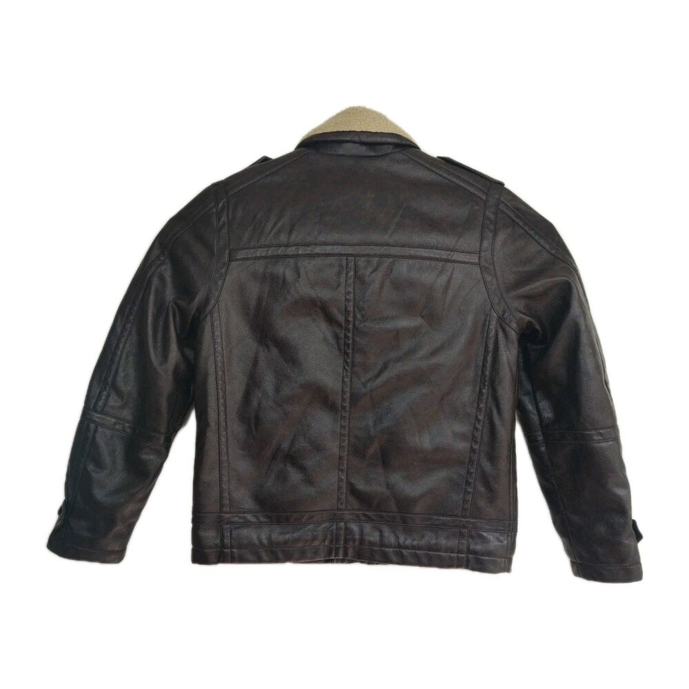 Levi's faux leather men's full-zip bomber jacket, medium, brown, faux fur trim - Picture 7 of 10